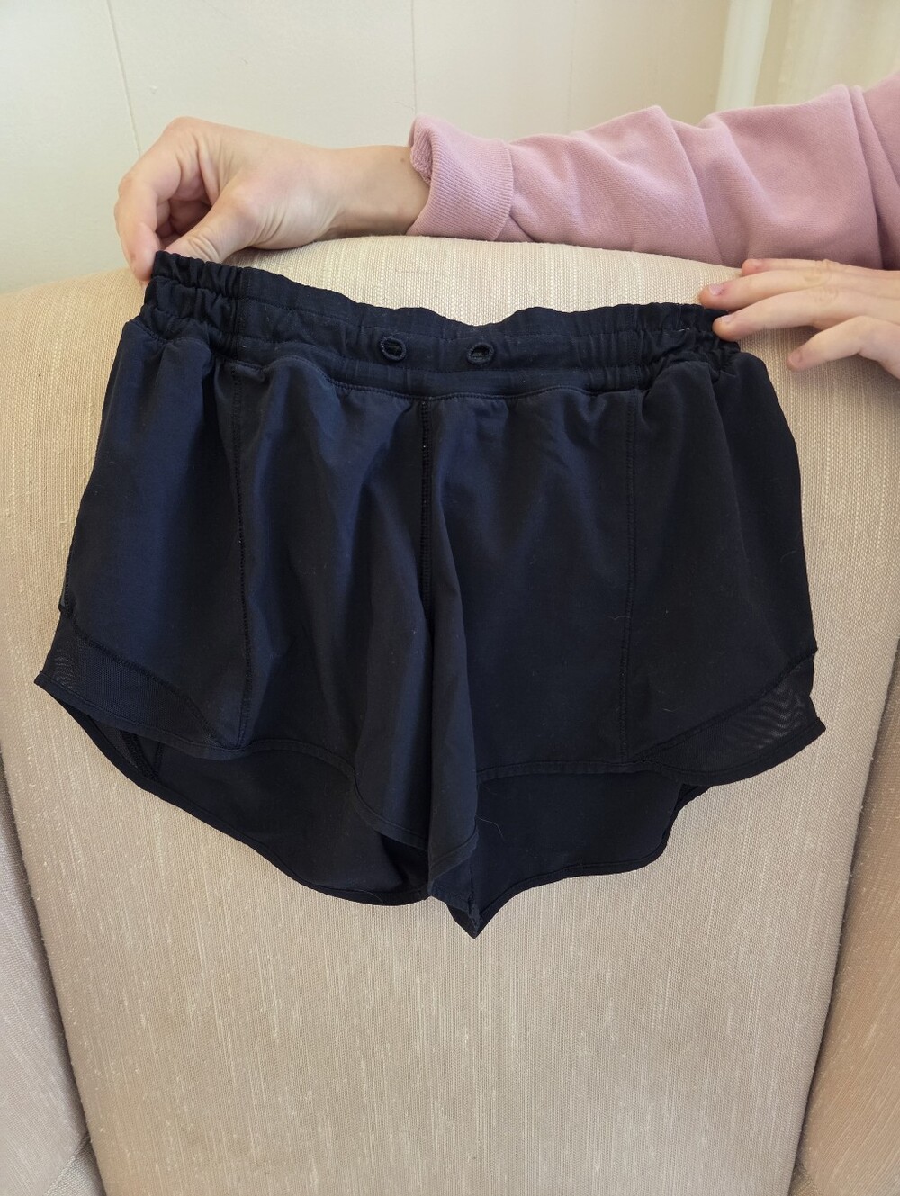 Lulu Black Athletic Shorts - Lightweight Running Shorts Size 4. Limer Removed.